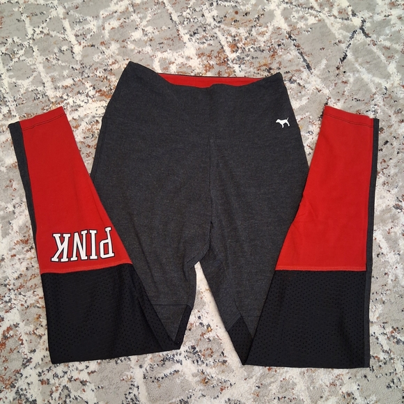 PINK Victoria's Secret Kids Colorblock Leggings - Red and Gray - Picture 5 of 5